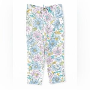 GapBody Linen Floral Lounge Pajama Pants M Pull-On Drawstring Cottagecore NEW